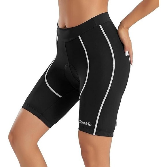 Santic Pants - Santic Women's Padded Moisture Wicking Cycling Shorts - Black/White - 2XL